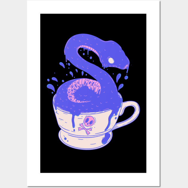 Snake in a Tea Cup - Serpentine Elegance and Charm Wall Art by Jess Adams